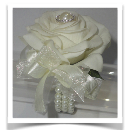 Ivory wrist corsage with pearls, Fresh Touch Rose Wrist Corsage 